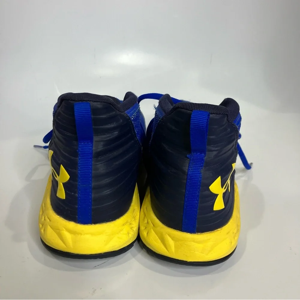 Under Armour royal blue yellow jet 2018 grade school basketball sneakers youth 6